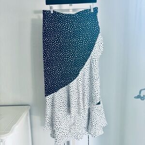 Summersalt Ruffle Wrap Skirt in Black White Nero Dot, Size 2XL, NWT